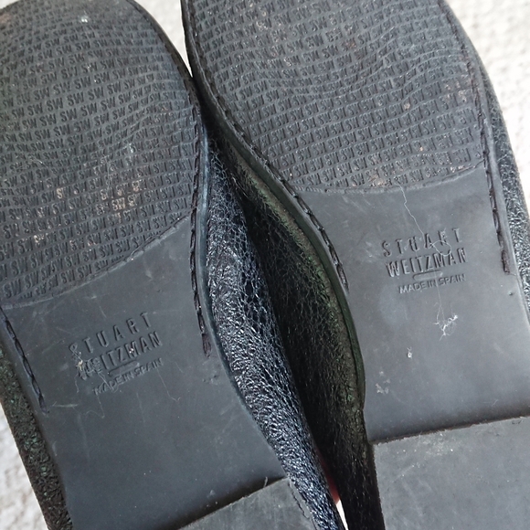 STUART WEITZMAN Black embossed napa leather loafer flats size 8.5 - Picture 13 of 14